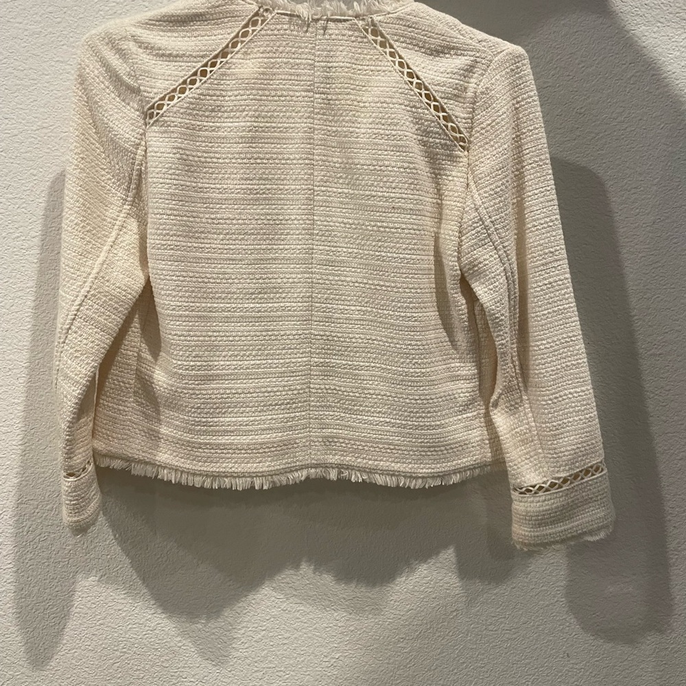 Joie Women's Ivory Raw Edge Trim Open Front Jacket